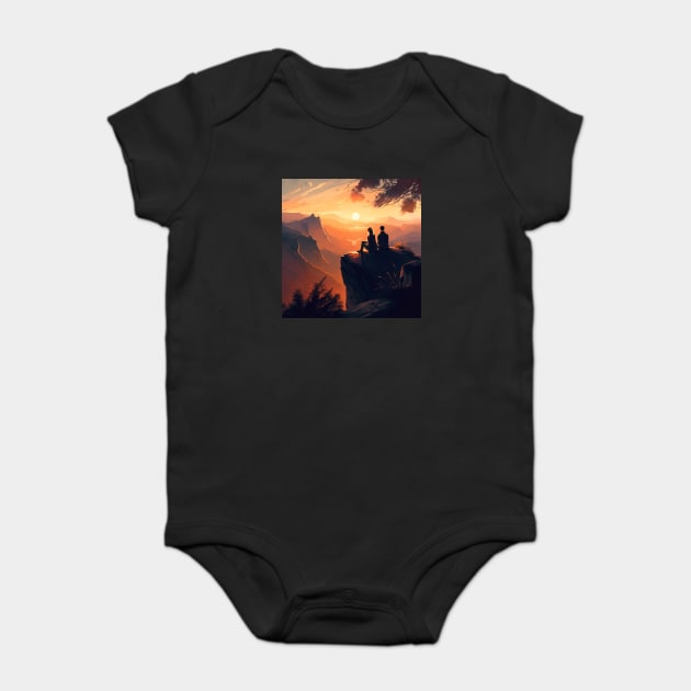 Mountain Hiking Sunset, Adventure Travel Baby Bodysuit by logiamerch